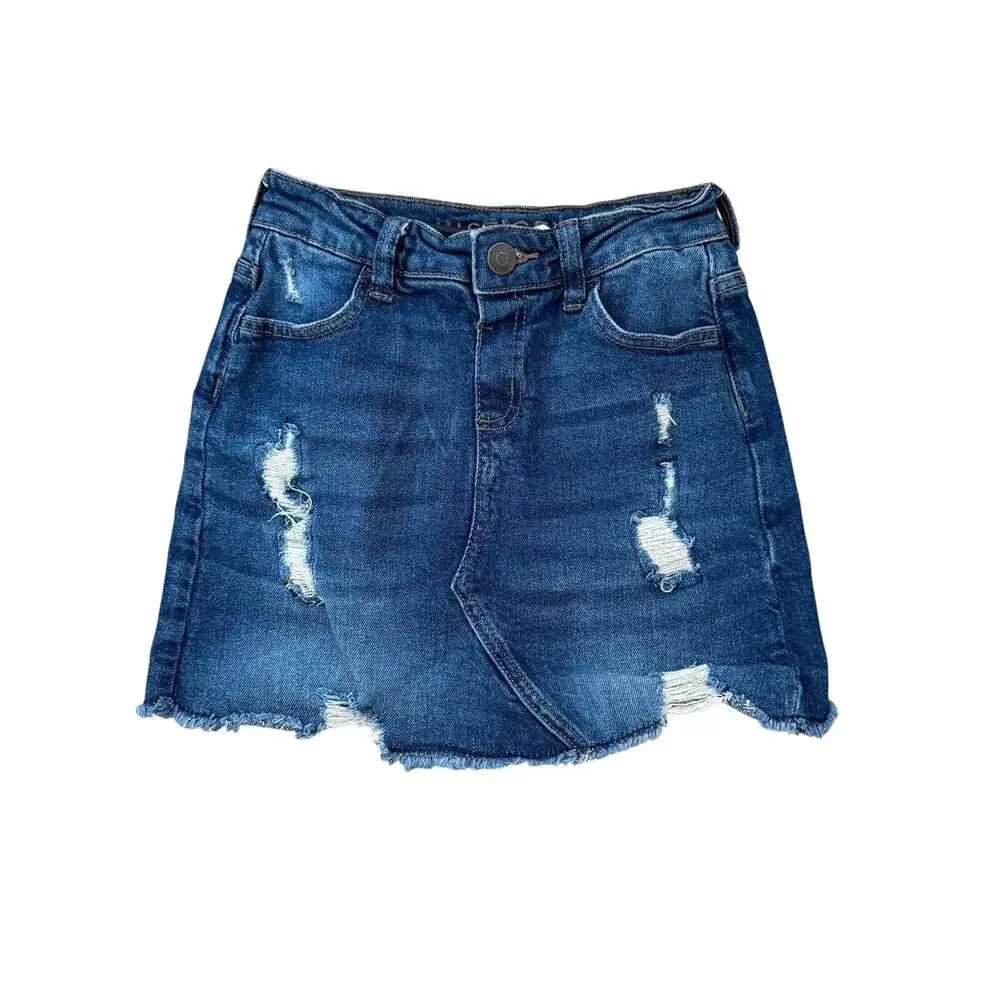 ⁠Justice Girls Distressed Denim High-Rise Skort Size 12